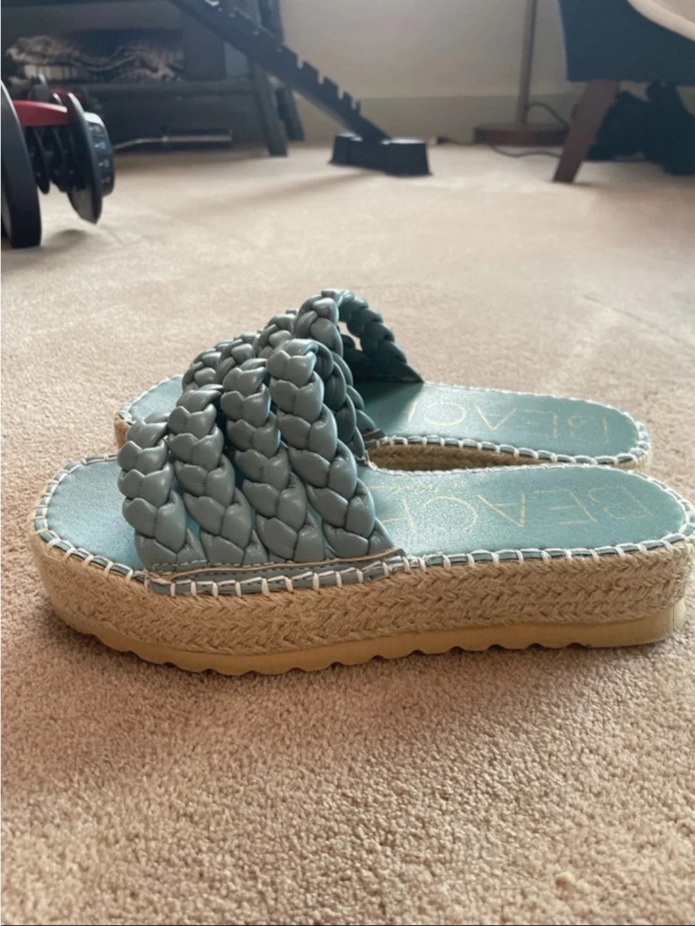 BEACH by Matisse Sky Blue Braided Espadrille Slide